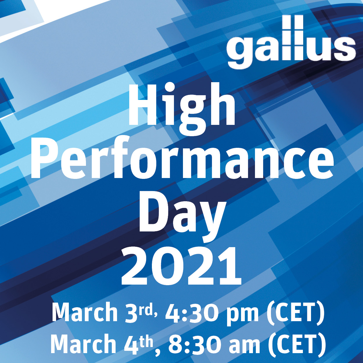 Gallus High Performance Day - Virtual Event